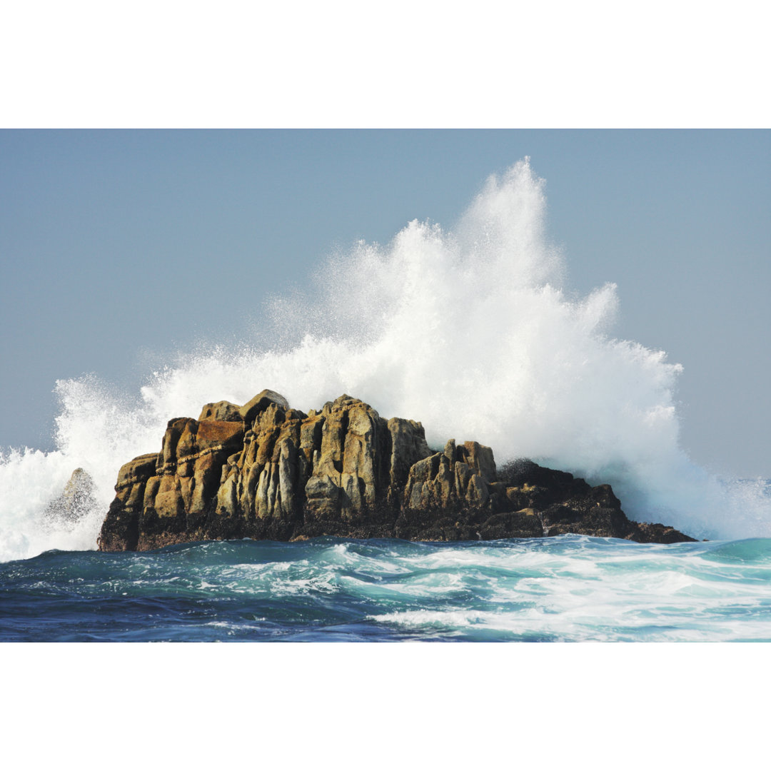 Leinwandbild Ocean Wave Crashes Rock Surf Spray von ChuckSchugPhotography