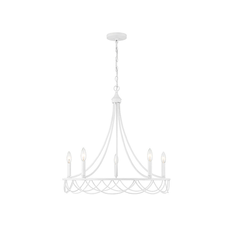 Lustre 5 lumières en blanc vieilli