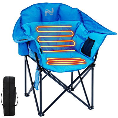 Oversized Heated Armrest Camping Chair With 3 Heat Settings, Supporting Up To 400 Lbs