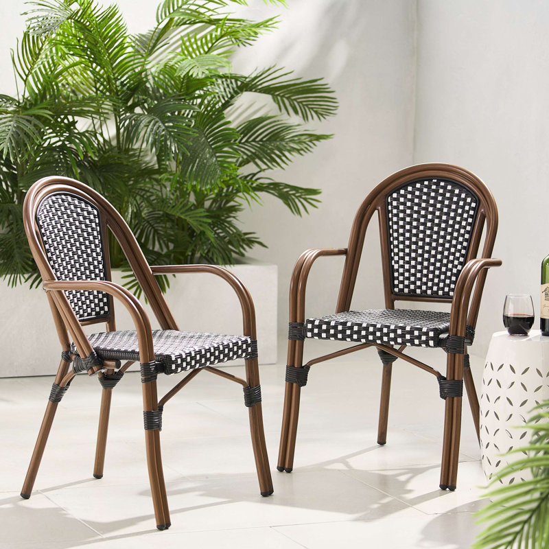 Chaise bistro (ensemble de 2), Blanc/Noir