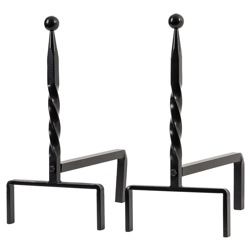 Bowmore Andirons in Black - Set of 2 Andirons - Steel Construction, Durable and Fire Resistant