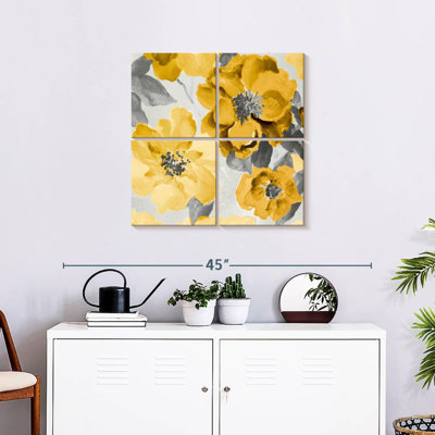 Harnek Yellow And Grey Floral Delicate I