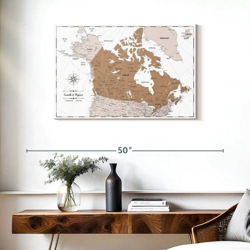 Carte personnalisée du Canada avec punaise brune, H 24 po x l 36 po, Oui