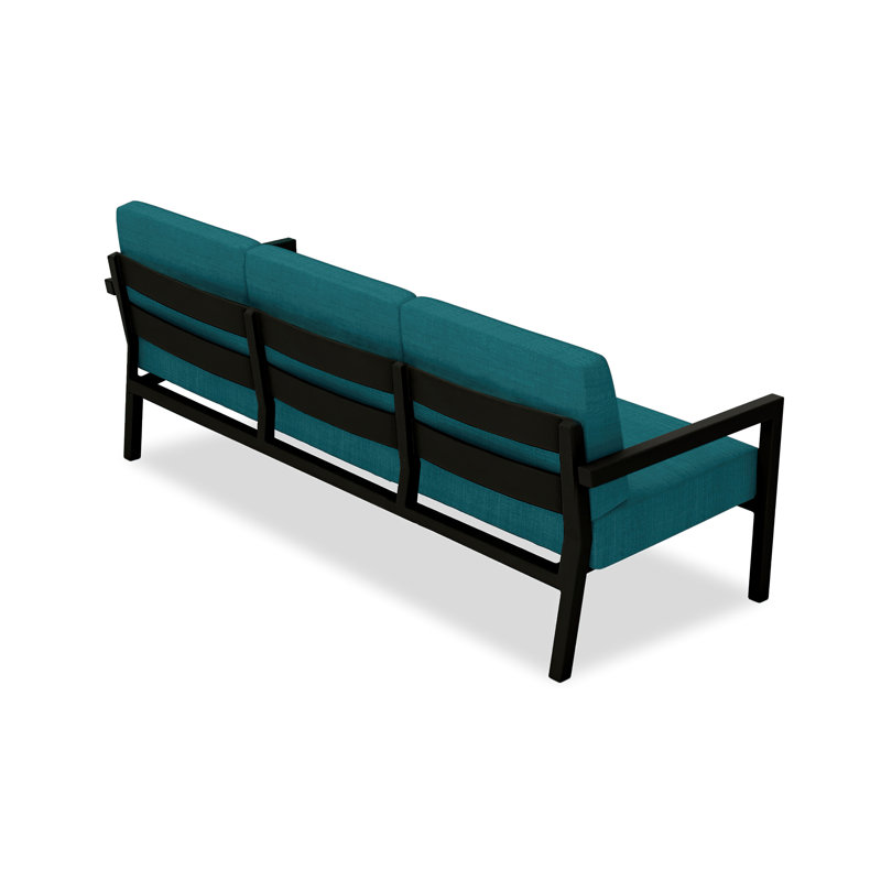 Vivant 83" Wide Outdoor Patio Sofa with Sunbrella® Cushions, Black, Canvas Charcoal Sunbrella® Canvas