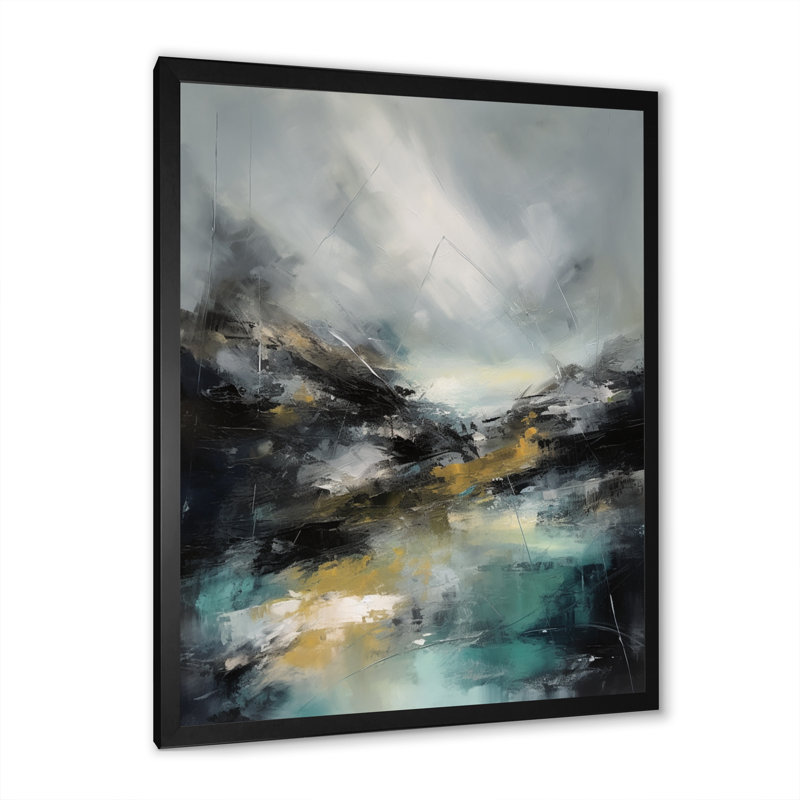 Borrelli paysage marin abstrait III, Cadre photo noir, H 20 po x l 12 po x P 1 po