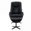 Fauteuil d'appoint pivotant en cuir noir avec repose-pieds Labotina
