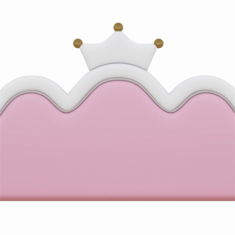 Lit de jour rembourré avec lumières DEL et tête de lit Crown, Blanc / rose