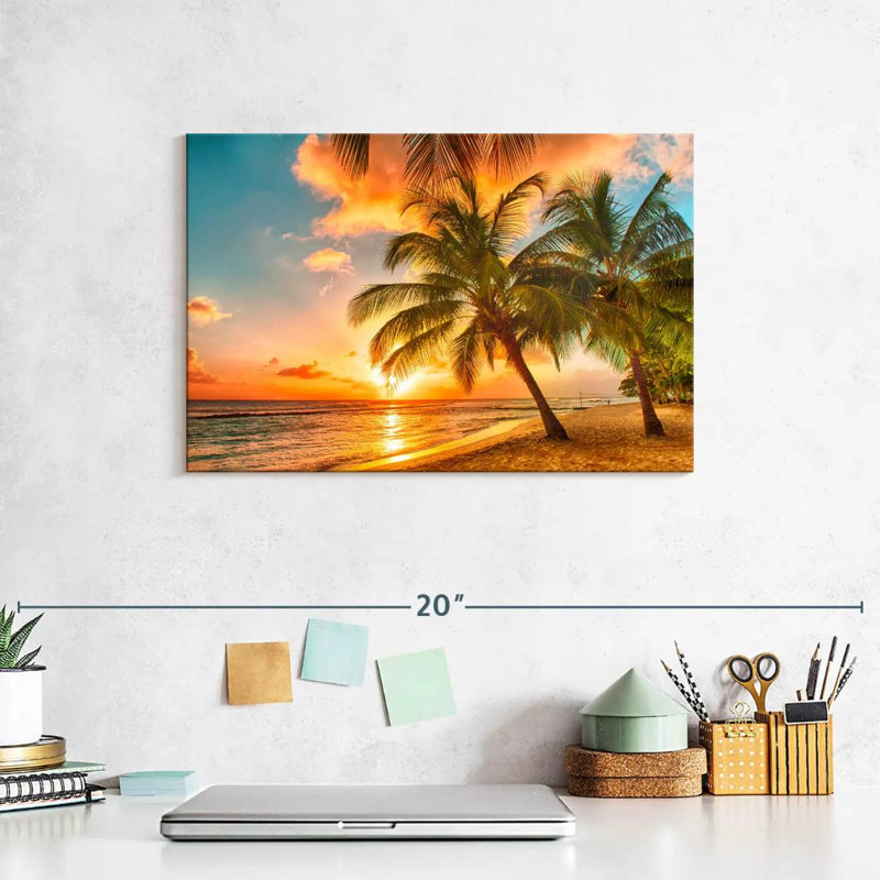 Gillard Golden Barbados Beach Sunset, 8" H x 12" W