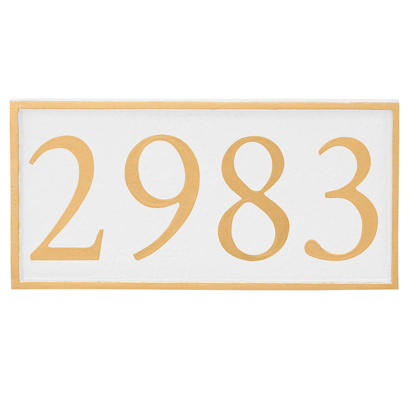 Plaque d'adresse murale 1 ligne Serif, Or, Oui, Blanc
