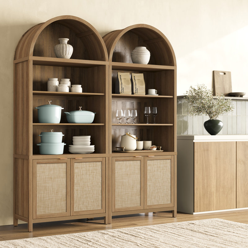 Bibliothèque 84,25 po H Rattan, Chêne caramel