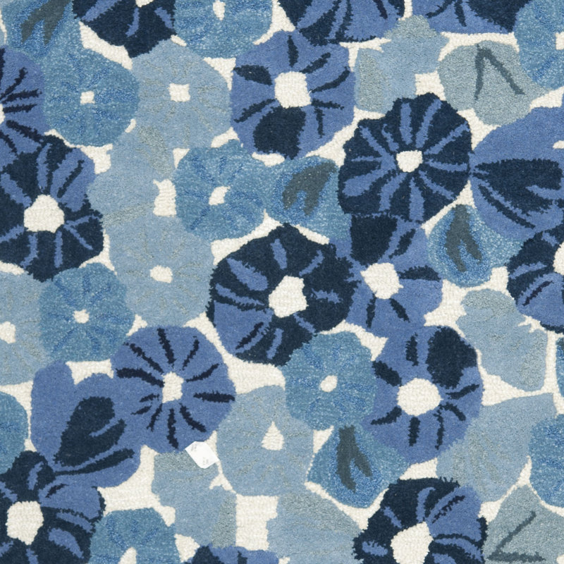 Tapis bleu en laine / viscose touffeté à la main Coreatha Martha Stewart, Rond 6 pi