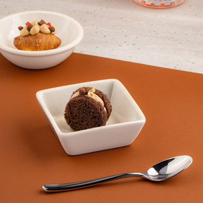 Paros-Sand Premium Porcelain Miniature Square Bowl | Microwave & Dishwasher Safe