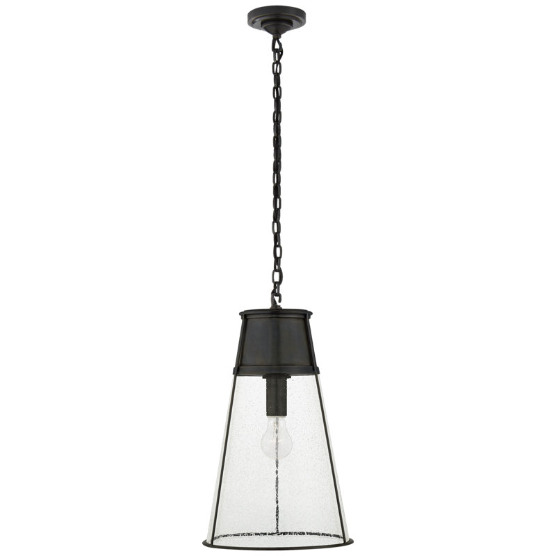 Thomas O'Brien Robinson Small Pendant, Bronze, Seeded, 19.5" H x 11.75" W x 11.75" D