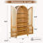 Armoire arquée 71 pouces à 4 portes avec portes en rotin, tablettes réglables et supports intégrés, chêne-133394472