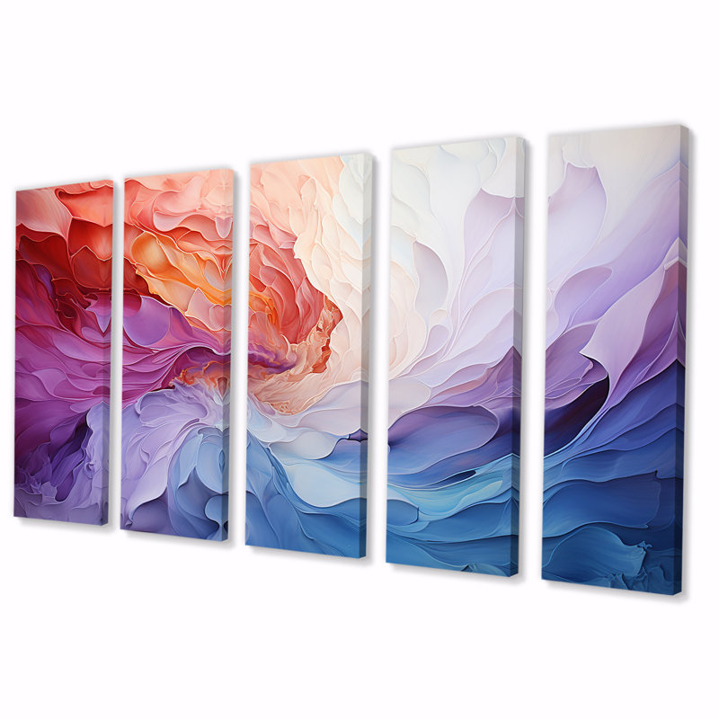 Ensemble d'art mural coloré 5 pièces, H 32 po x l 80 po