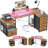 Bernydette Reversible L Shaped Computer Desk with Fabric File Drawers, Corner Desk with RGB LED Lights & Power Outlets & Monitor Stand-1290481289
