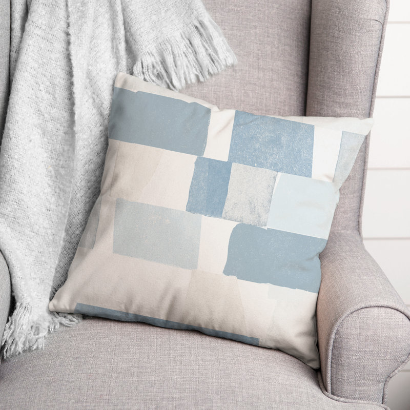 Geometric Outdoor Reversible Throw Pillow, Blue