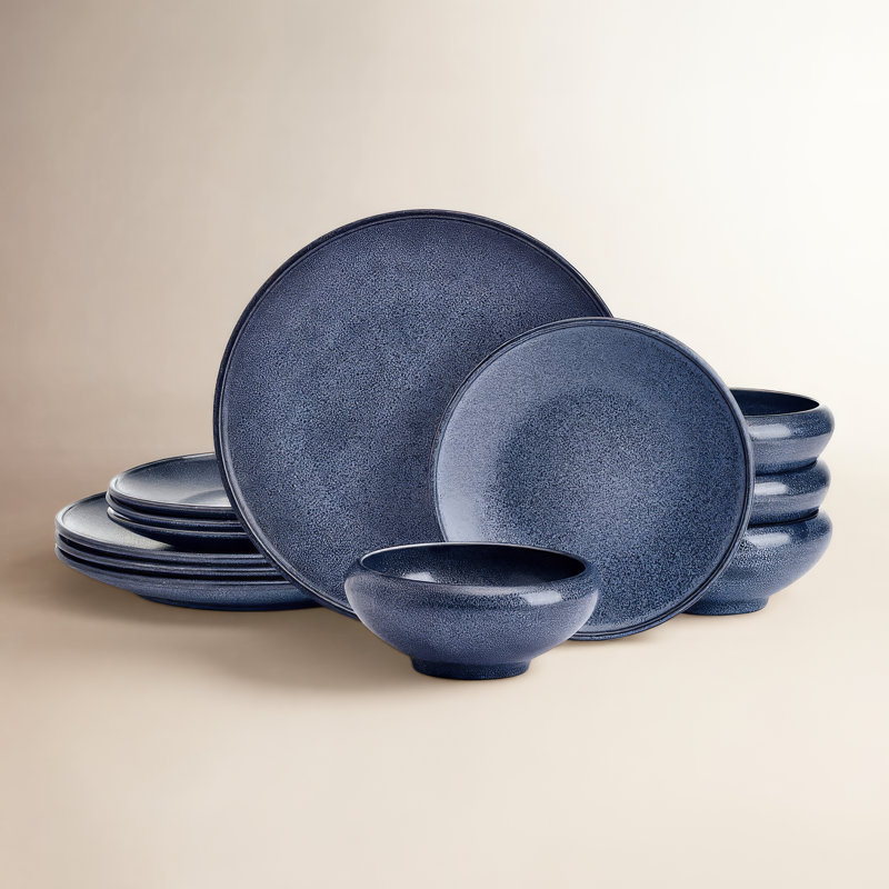 Mikasa Rylan Blue 12-Piece Stoneware Dinnerware Set