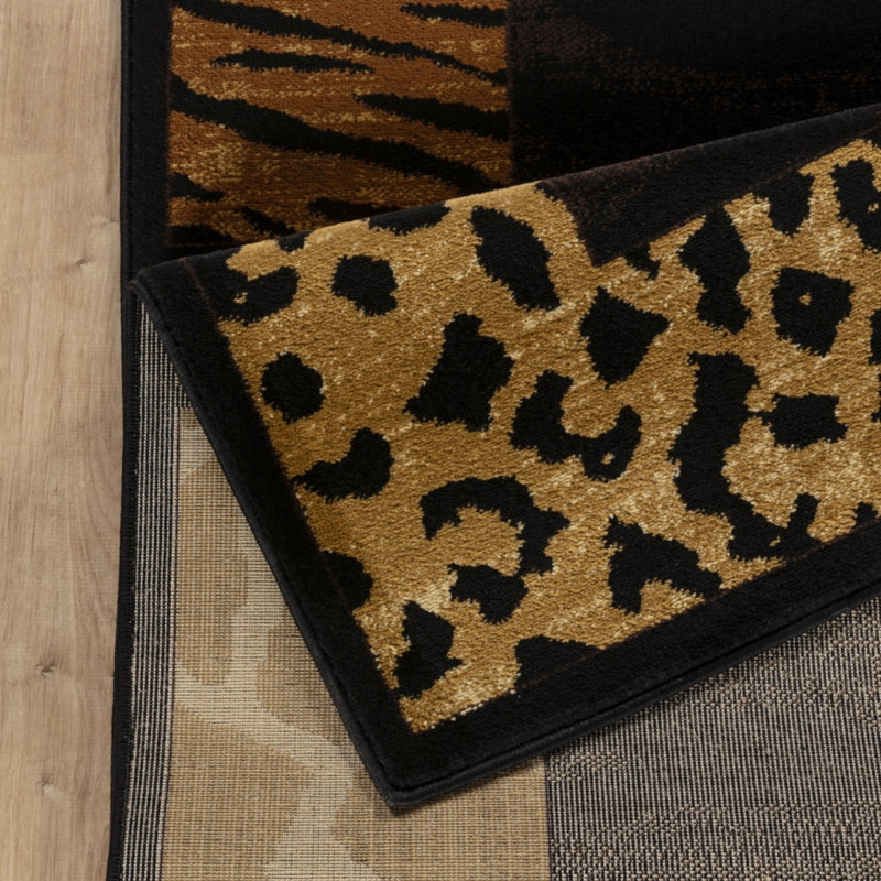 0.39×87.00×31.00 Inch Runner Rug, Stain Resistant & Pet Friendly, Polypropylene Jute Backing Animal Skin Print Tribes Rug For Entryway Hallway