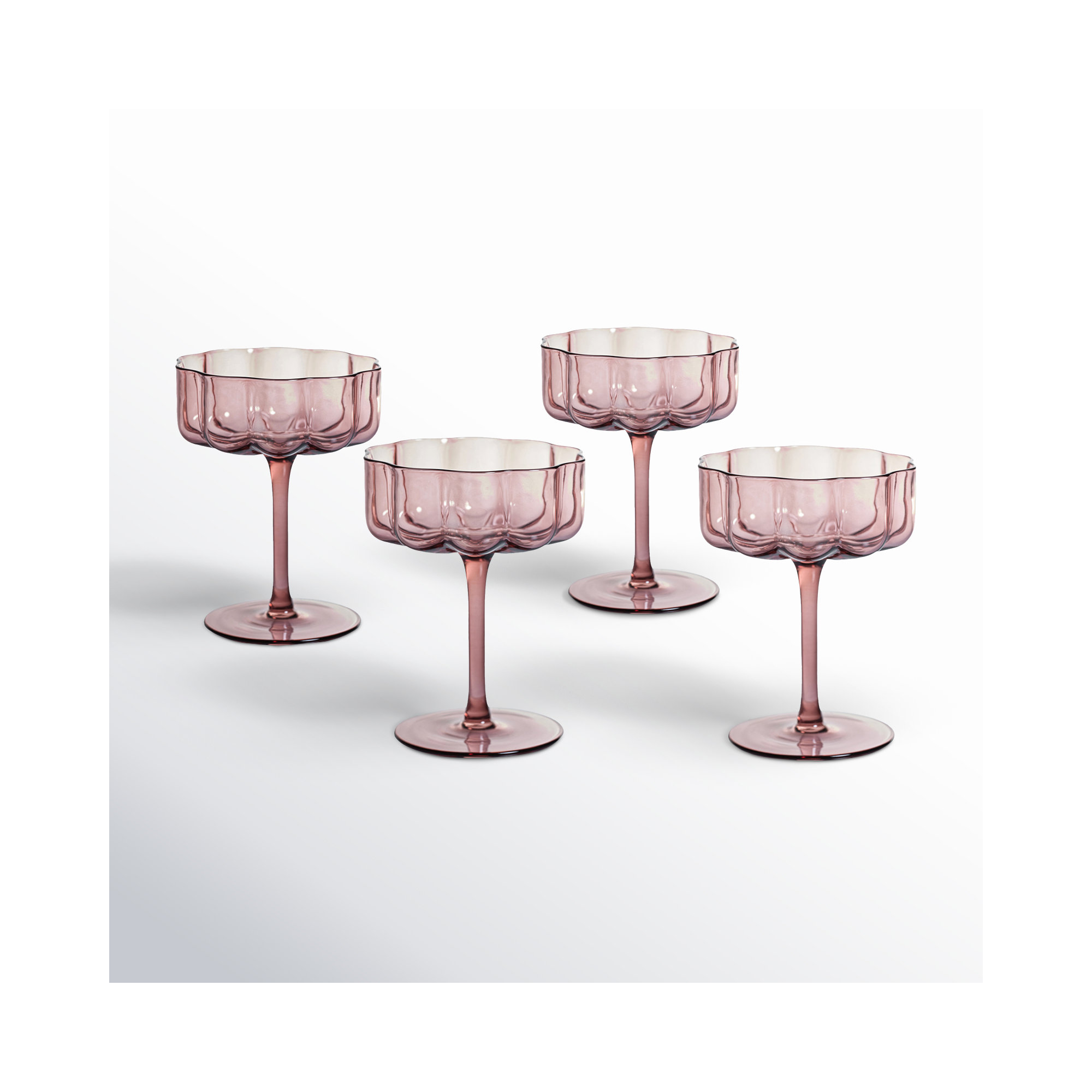 Reinhard 4-Piece Set Handblown Coupe Glasses, Aubergine