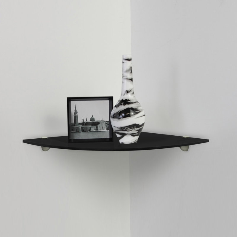 Ceallach Triangle Glass Bracket Shelf with Adjustable Shelves, Red, 0.38'' H x 8'' W x 8'' D