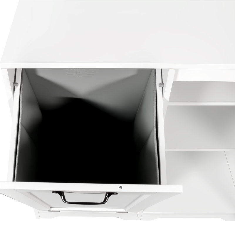 Laundry Cabinet with Doors and shelf, Tilt-Out Laundry Hamper, Freestanding Style, Adjustable Shelf, White