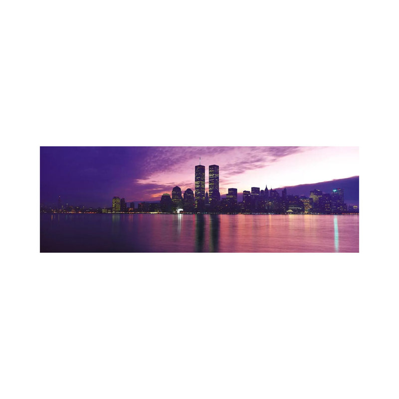 New York Panoramic Skyline Cityscape (Sunset) - Wrapped Canvas Panoramic Print, 30.48 cm H x 91.44 cm W x 1.91 cm D