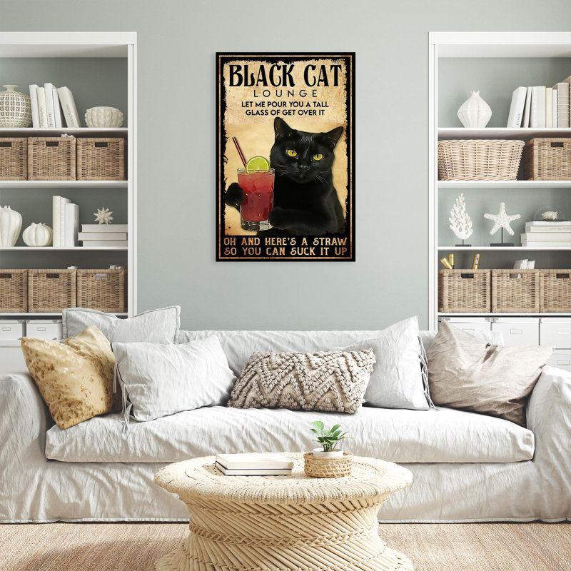 Black Cat Lounge - 1 pièce, impression sur toile tendue, H 14 po x l 11 po x P 1,25 po