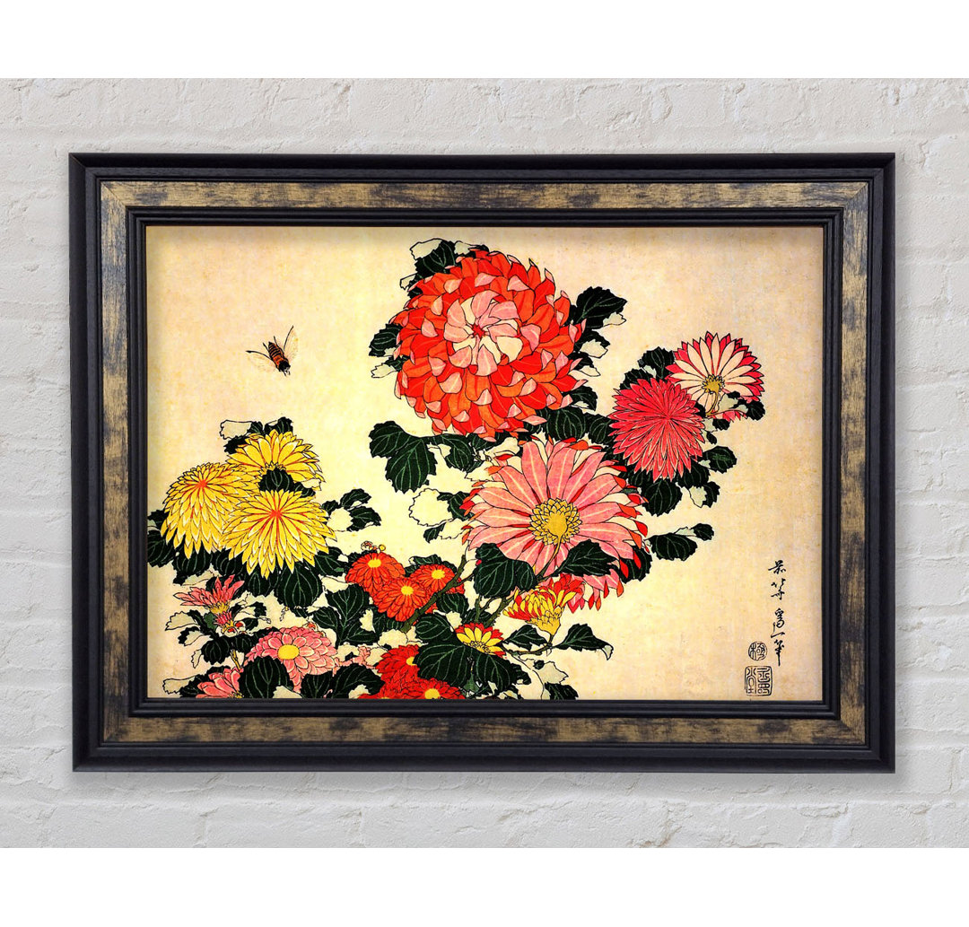 Hokusai Chrysantheme und Biene - Druck