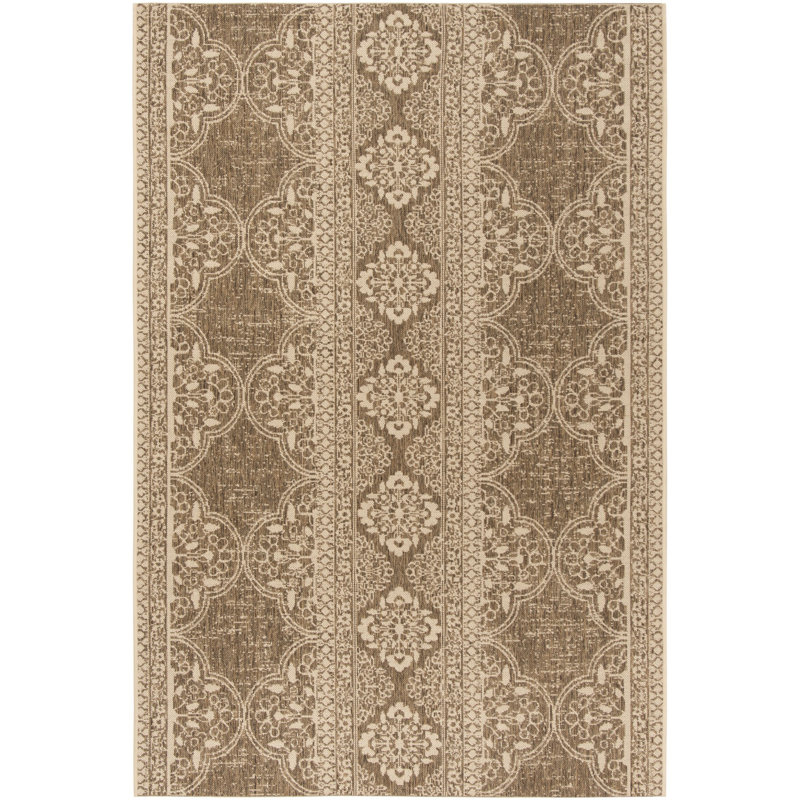 Tapis intérieur / extérieur crème / beige Danya Southwestern, Rectangle 5 pi 3 po x 7 pi 6 po