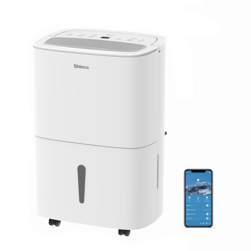 Shinco Mobile 30l/day Smart Dehumidifier & Air Purifier With Activated Carbon Filter, 24 Hour Timer, Continuous Drain, Removes Excess Moisture In Large Houses