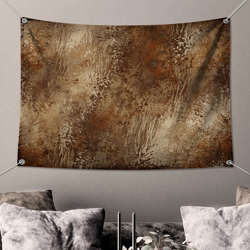 Tapisserie murale brune à texture grunge, H 50 po x l 60 po avec 4 œillets