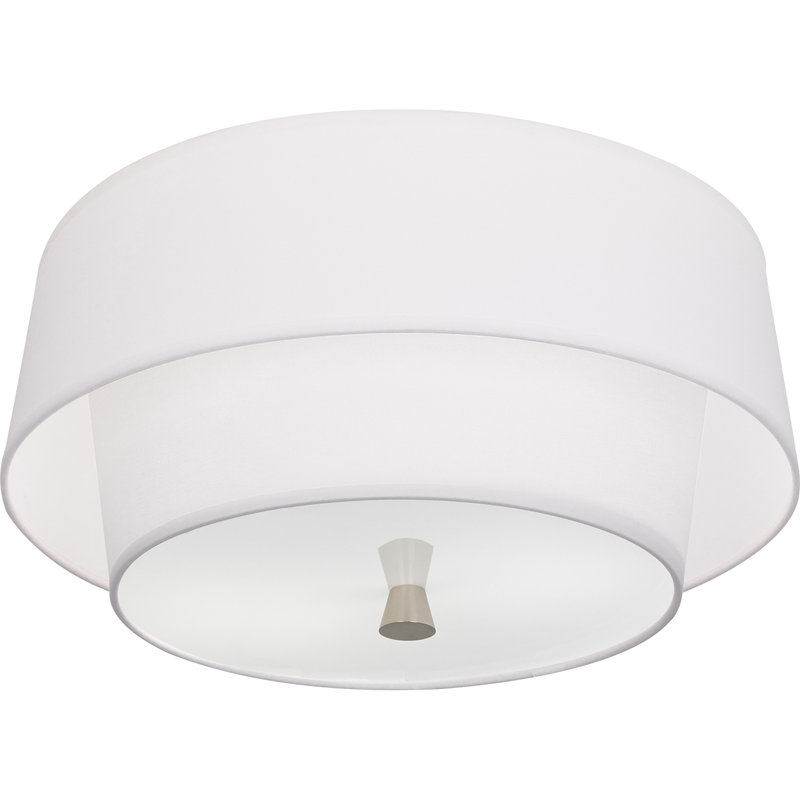 Decker 2 - Light 17" Flush Mount, Polished Nickel,  Ascot White