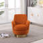 Fauteuil demi-tonneau pivotant en velours, fauteuil pivotant avec chaises d'appoint pour le salon, fauteuil de lecture confortable pour la chambre à coucher, fauteuil demi-tonneau rond avec base en acier inoxydable doré (orange)-1600175128-1600175121