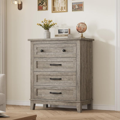 34 Inch 4-Drawer Vertical Chest, Storage Dresser for Bedroom, Living Room by Winston Porter