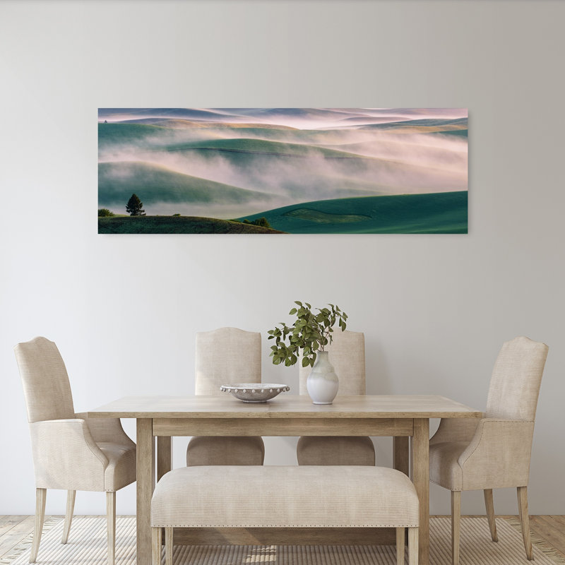 «Misty Rolling Hills Peaceful Serene Tranquil Landscape Nature», art mural, H 60 po x l 20 po
