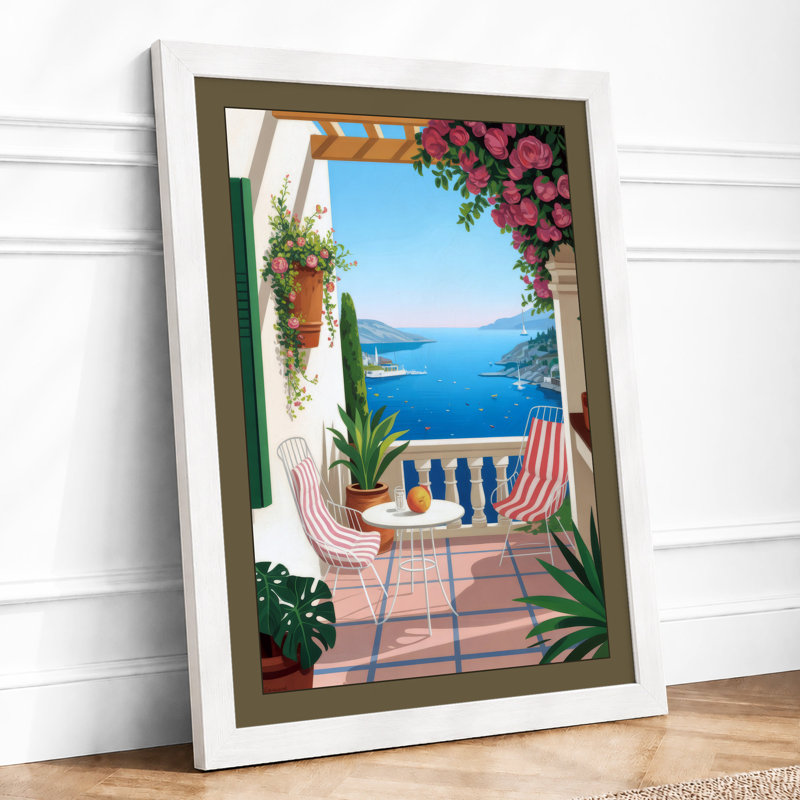 Mediterranean Terrace Coastal - Print, A3 - 42.0 x 29.7 cm, White