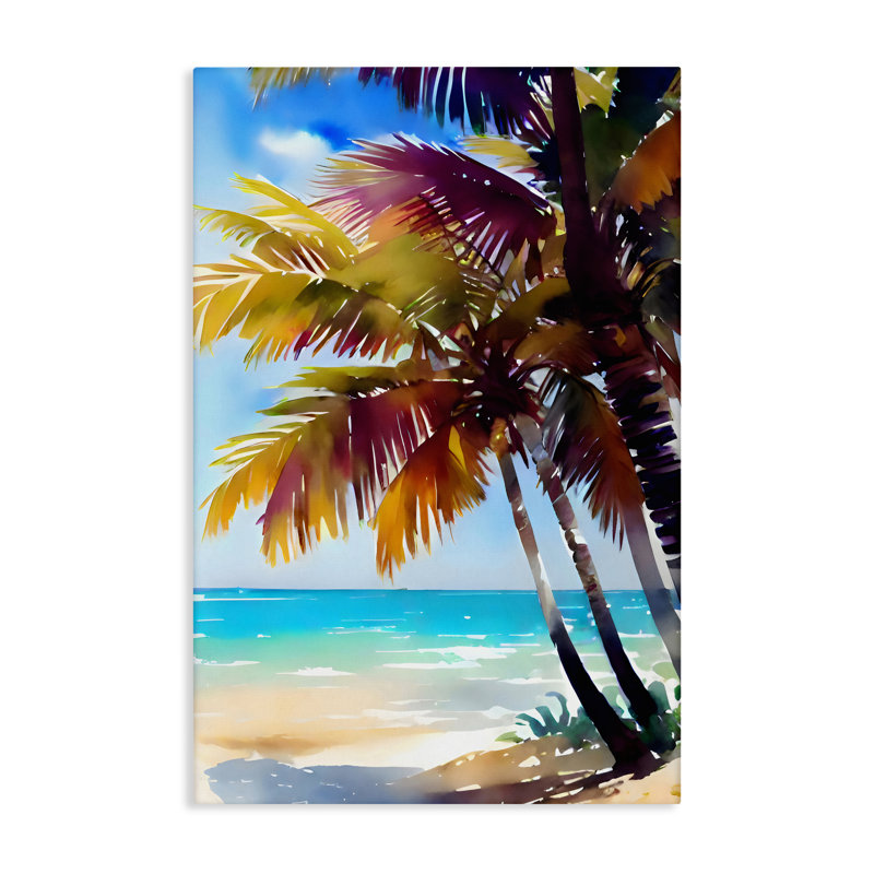 Toile de feuilles de palmier Shady Beach, design par LSR Design Studio, H 45 po x l 30 po