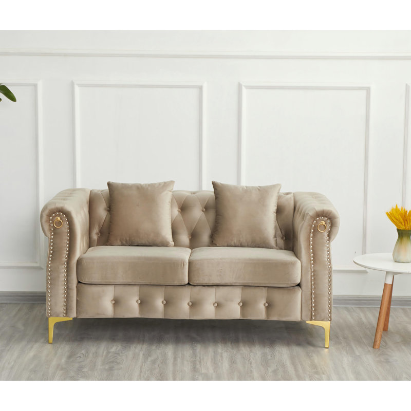 Canapé rembourré avec pieds en métal, Beige