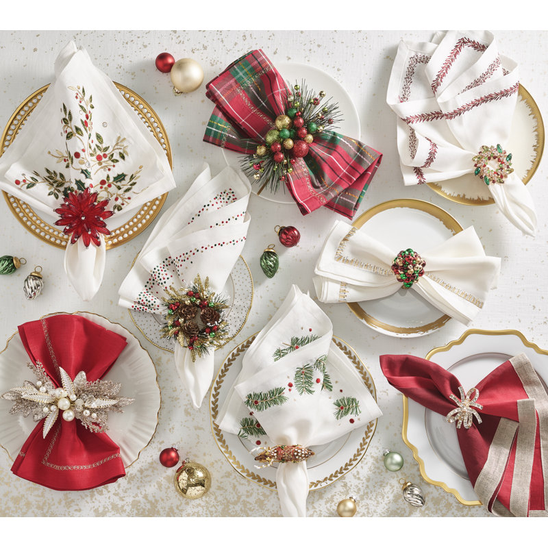 Luminance Napkin, White/Gold