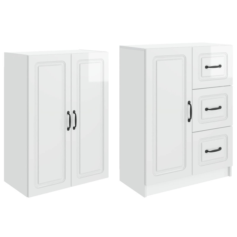 3 -Door 3 Storage Cabinet, High Gloss White