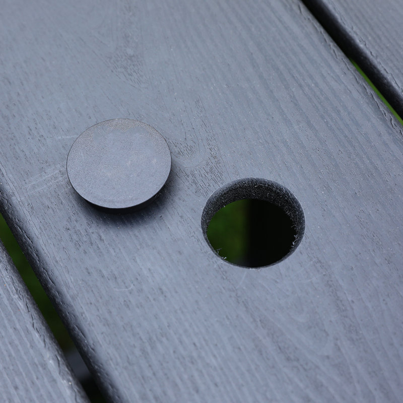 Table de salle à manger pour terrasse avec trou pour parasol, 35,43 po, noir, pour piscine et terrasse