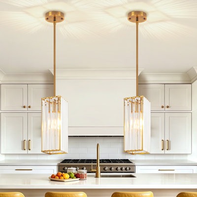 1-Light Modern Crystal Pendant Light, Adjustable Ceiling Hanging Fixture for Kitchen Island Hallway Living Room