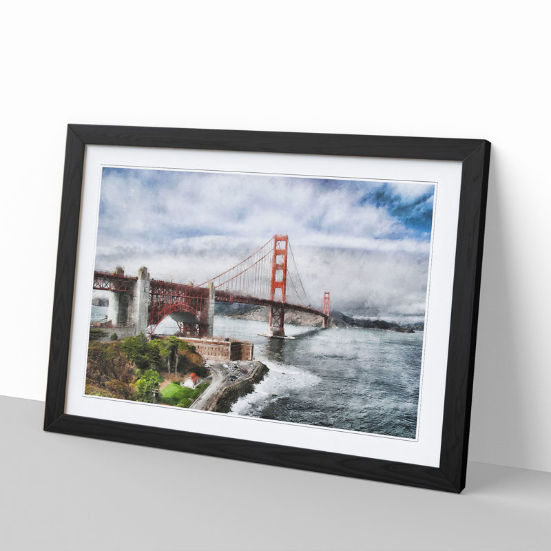 Golden Gate Bridge Vol.5 - Picture Frame Painting, 48cm H x 65cm W x 2cm D, Black Framed