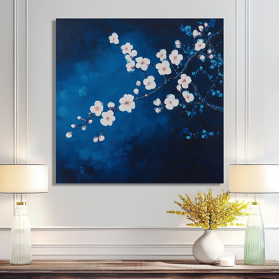 Midnight Cherry Blossom - Floral Canvas Art Print