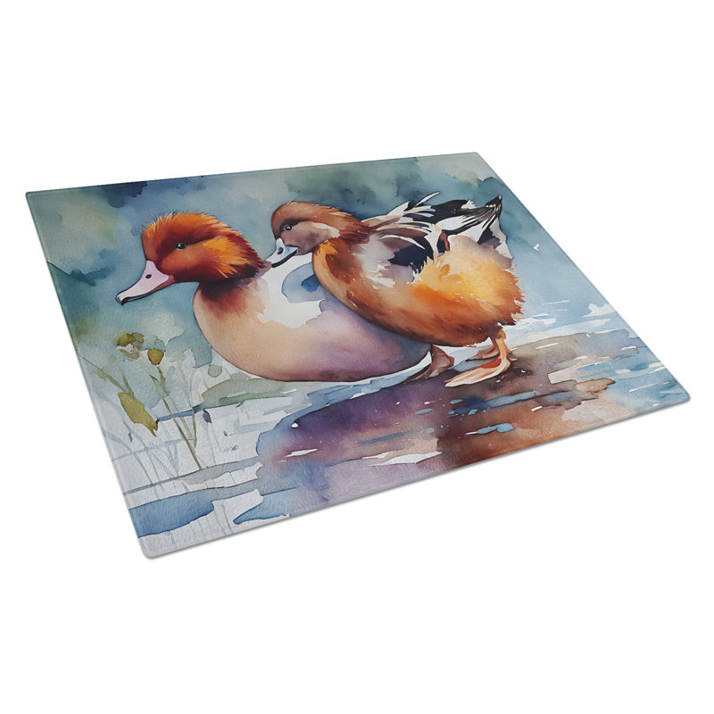 Redhead Duck Glass Cutting Board