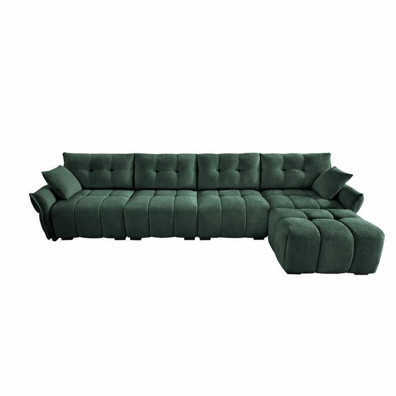 Canapé modulaire rembourré avec repose-pieds pour salon, bureau, Vert