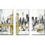 New York Skyline I, pont jaune - ensemble de 3 peintures sur toile tendue-332060743