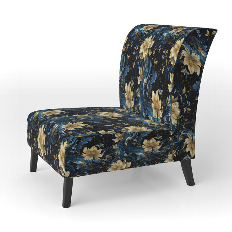Fauteuil de chambre en tissu bleu et jaune