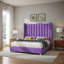 Structure de grand lit Gerasim avec tête de lit haute de 57 po, lit plateforme tapissier en velours, mauve-329664384-329664387